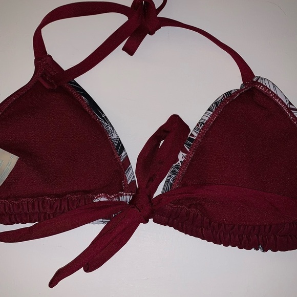 *3/20 Kona Sol maroon flowered bikini top size small - Picture 6 of 7